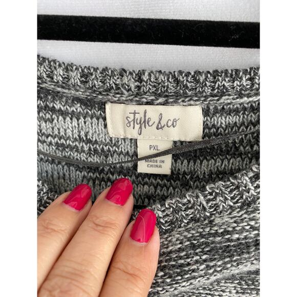 Style & Co Gray Marled Knit Bell Sleeves Sweater Petite XL - Picture 4 of 8